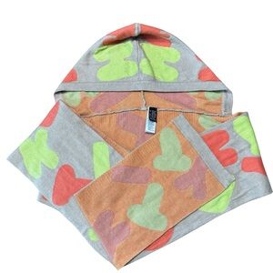 Hello Kitty Forever 21 Exclusive Hooded Scarf Brown Taupe Neon Coral One Size